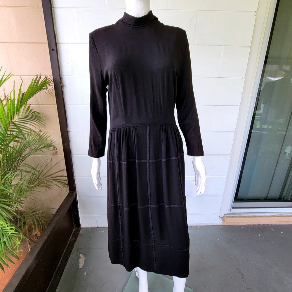 Vintage 50s Winfield Midi Black Dress Women S Dark Academia Gothic Dark Romantic